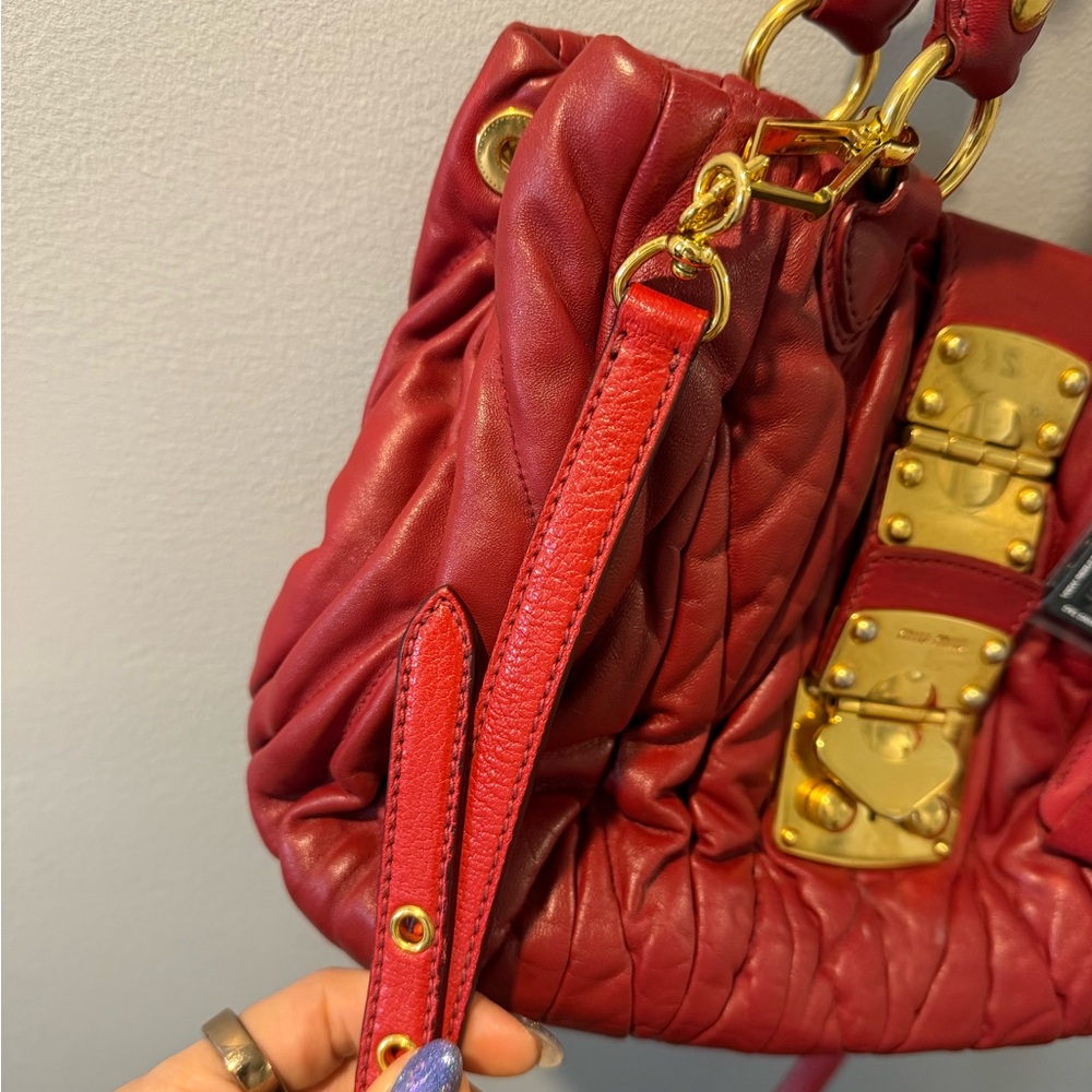MIU MIU Matelassé Vitello Lux Red 2WAY Handbag Shoulder bag - Picture 7 of 7